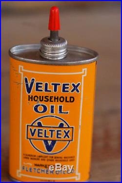 Vintage Veltex Household Oil Tin Can Fletcher Oil Co. 3 Ounces