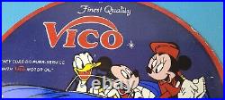 Vintage Vico Motor Oil Sign Porcelain Walt Disney Gasoline Pump Plate Sign