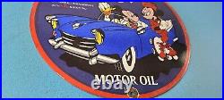 Vintage Vico Motor Oil Sign Porcelain Walt Disney Gasoline Pump Plate Sign