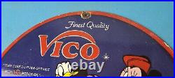 Vintage Vico Motor Oil Sign Porcelain Walt Disney Gasoline Pump Plate Sign