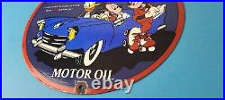 Vintage Vico Motor Oil Sign Porcelain Walt Disney Gasoline Pump Plate Sign