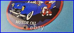 Vintage Vico Motor Oil Sign Porcelain Walt Disney Gasoline Pump Plate Sign