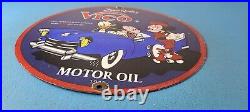 Vintage Vico Motor Oil Sign Porcelain Walt Disney Gasoline Pump Plate Sign