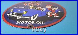 Vintage Vico Motor Oil Sign Porcelain Walt Disney Gasoline Pump Plate Sign