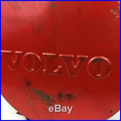Vintage Volvo Gas Jerry Can Embossed Red Metal Restore Logo Automotive Oil Fuel