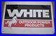 Vintage WHITE OUTDOOR POWER Equipment GAS & OIL Small Engines Advertising SIGN