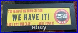 Vintage WYNN'S Friction Proofing OIL Advertising Cardboard Sign 1945
