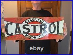 Vintage Wakefield Castrol Motor Oil Porcelain Sign 16×6