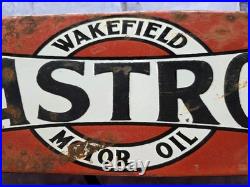 Vintage Wakefield Castrol Motor Oil Porcelain Sign 16×6