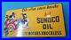 Vintage Walt Disney Porcelain Mickey Mouse Sunoco Gasoline Motor Oil Pump Sign