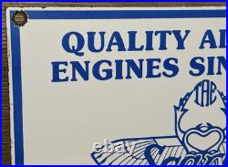 Vintage Warner Aircraft Co Porcelain Sign Gas Oil Scarab Aircraft Engines Hangar
