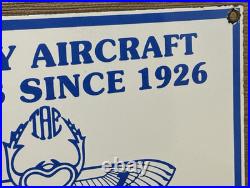 Vintage Warner Aircraft Co Porcelain Sign Gas Oil Scarab Aircraft Engines Hangar