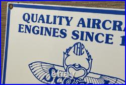 Vintage Warner Aircraft Co Porcelain Sign Gas Oil Scarab Aircraft Engines Hangar