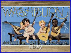 Vintage Washburn Guitars Porcelain Sign Sales Service Banjos Mandolins Gas Oil