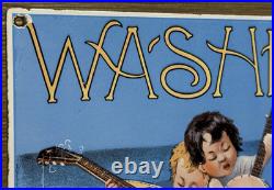Vintage Washburn Guitars Porcelain Sign Sales Service Banjos Mandolins Gas Oil