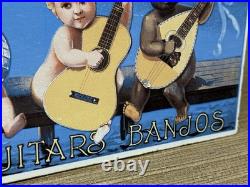Vintage Washburn Guitars Porcelain Sign Sales Service Banjos Mandolins Gas Oil