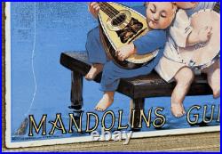 Vintage Washburn Guitars Porcelain Sign Sales Service Banjos Mandolins Gas Oil