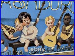 Vintage Washburn Guitars Porcelain Sign Sales Service Banjos Mandolins Gas Oil