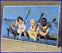 Vintage Washburn Guitars Porcelain Sign Sales Service Banjos Mandolins Gas Oil