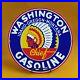 Vintage Washington Gasoline Porcelain Thick Gas Oil Service Station Pump Sign