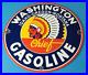 Vintage Washington Gasoline Sign Indian Chief Gas Porcelain Service Pump Sign