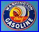 Vintage Washington Gasoline Sign Indian Chief Gas Porcelain Service Pump Sign