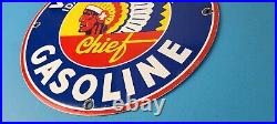 Vintage Washington Gasoline Sign Indian Chief Gas Porcelain Service Pump Sign