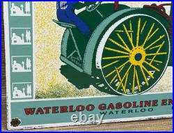 Vintage Waterloo Boy Tractors Porcelain Sign Dealership Sales Service Garage