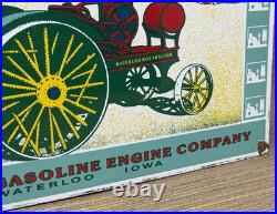 Vintage Waterloo Boy Tractors Porcelain Sign Dealership Sales Service Garage