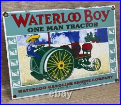 Vintage Waterloo Boy Tractors Porcelain Sign Dealership Sales Service Garage