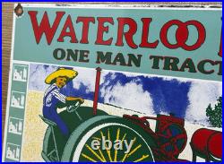 Vintage Waterloo Boy Tractors Porcelain Sign Dealership Sales Service Garage