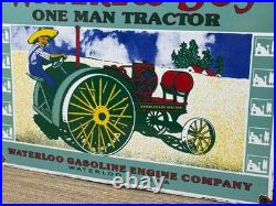 Vintage Waterloo Boy Tractors Porcelain Sign Dealership Sales Service Garage