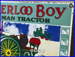 Vintage Waterloo Boy Tractors Porcelain Sign Dealership Sales Service Garage