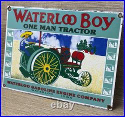Vintage Waterloo Boy Tractors Porcelain Sign Dealership Sales Service Garage Vintage Waterloo Boy Tractors Porcelain Sign Dealership Sales Service Garage