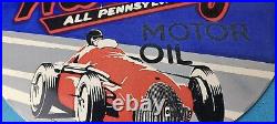 Vintage Waverly Motor Oil Porcelain Gas Auto Racing Service Pump Plate Sign