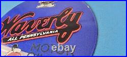 Vintage Waverly Motor Oil Porcelain Gas Auto Racing Service Pump Plate Sign