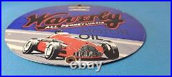 Vintage Waverly Motor Oil Porcelain Gas Auto Racing Service Pump Plate Sign