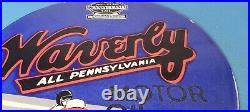 Vintage Waverly Motor Oil Porcelain Gas Auto Racing Service Pump Plate Sign