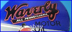 Vintage Waverly Motor Oil Porcelain Sign Gasoline Racing Pump Plate Sign