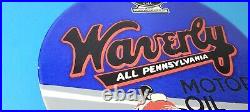 Vintage Waverly Motor Oil Porcelain Sign Gasoline Racing Pump Plate Sign