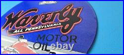 Vintage Waverly Motor Oil Porcelain Sign Gasoline Racing Pump Plate Sign