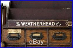 Vintage Weatherhead Hardware Store Display Shelf Oil Cans parts cabinet tools