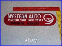 Vintage Western Auto Associate Store Wichita, Kansas 13 Metal Gasoline Oil Sign Vintage Western Auto Associate Store Wichita, Kansas 13 Metal Gasoline Oil Sign