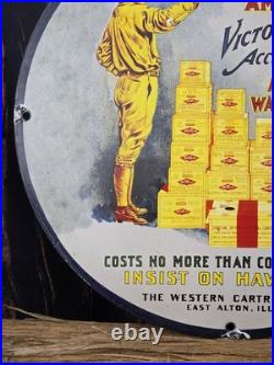 Vintage Western Metallic Ammunition Porcelain Sign Gun Ammo 12 Vintage Western Metallic Ammunition Porcelain Sign Gun Ammo 12