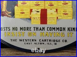 Vintage Western Metallic Ammunition Porcelain Sign Gun Ammo 12 Vintage Western Metallic Ammunition Porcelain Sign Gun Ammo 12