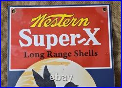 Vintage Western Super X Ammunition Porcelain Sign Gun Ammo 14×9