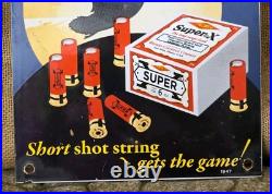Vintage Western Super X Ammunition Porcelain Sign Gun Ammo 14×9