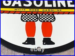 Vintage White Rose Gasoline & En-ar-co Motor Oil 12 Advertising Porcelain Sign