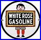 Vintage White Rose Gasoline Porcelain Sign Gas Station Pump Plate Motor Oil