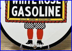 Vintage White Rose Gasoline Porcelain Sign Gas Station Pump Plate Motor Oil